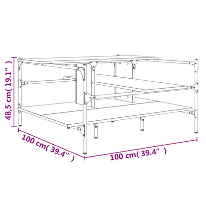 Mesa centro 100x100x48,5 cm derivados madeira carvalho castanho