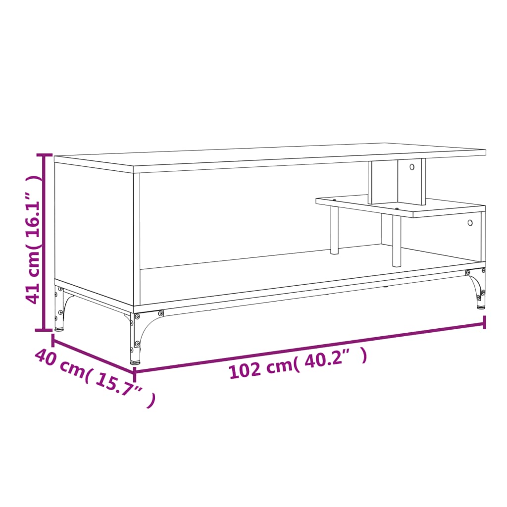 Móvel TV 102x40x41 cm derivados madeira/aço revestido pó preto