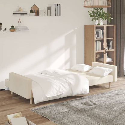 Sofá-cama de 2 lugares tecido cor creme