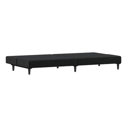 Sofá-cama de 2 lugares veludo preto