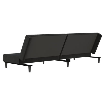 Sofá-cama de 2 lugares veludo preto