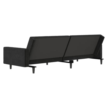 Sofá-cama de 2 lugares veludo preto