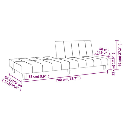 Sofá-cama de 2 lugares tecido cinzento-escuro