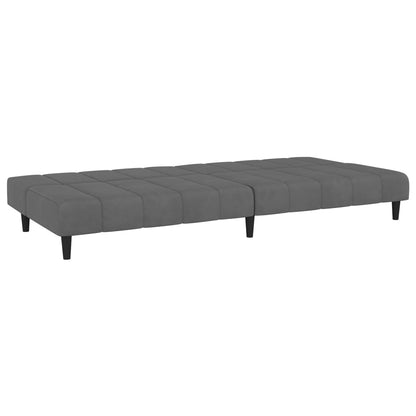 Sofá-cama de 2 lugares veludo cinzento-escuro