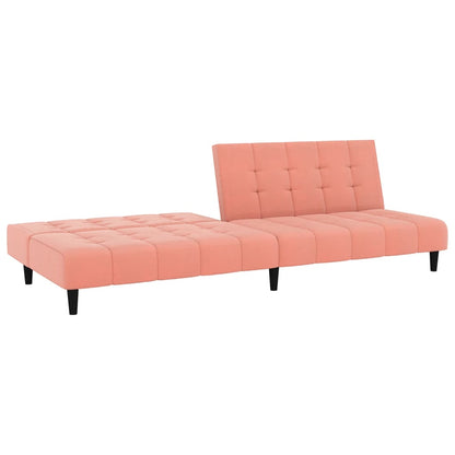 Sofá-cama de 2 lugares veludo rosa