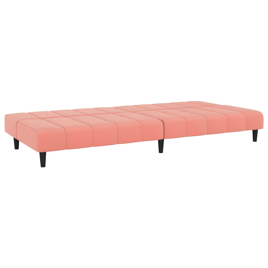 Sofá-cama de 2 lugares veludo rosa