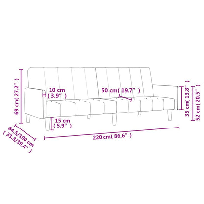 Sofá-cama de 2 lugares veludo cinzento-claro