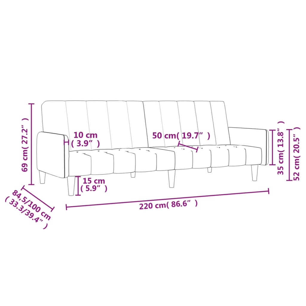 Sofá-cama de 2 lugares veludo cinzento-escuro