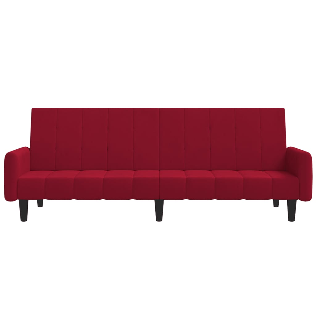 Sofá-cama de 2 lugares veludo vermelho tinto