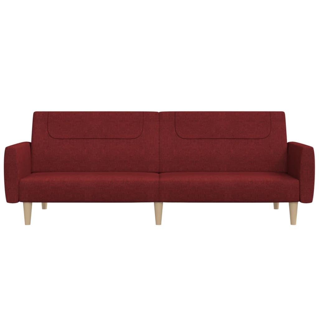 Sofá-cama de 2 lugares tecido vermelho tinto