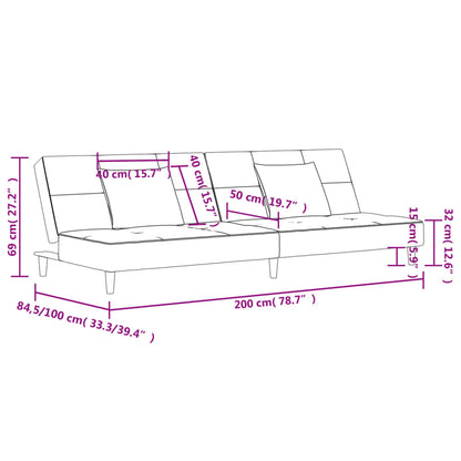 Sofá-cama 2 lugares com duas almofadas tecido cor creme