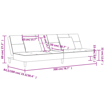 Sofá-cama 2 lugares com duas almofadas veludo cinzento-escuro