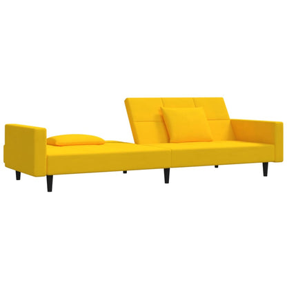 Sofá-cama 2 lugares com duas almofadas veludo amarelo