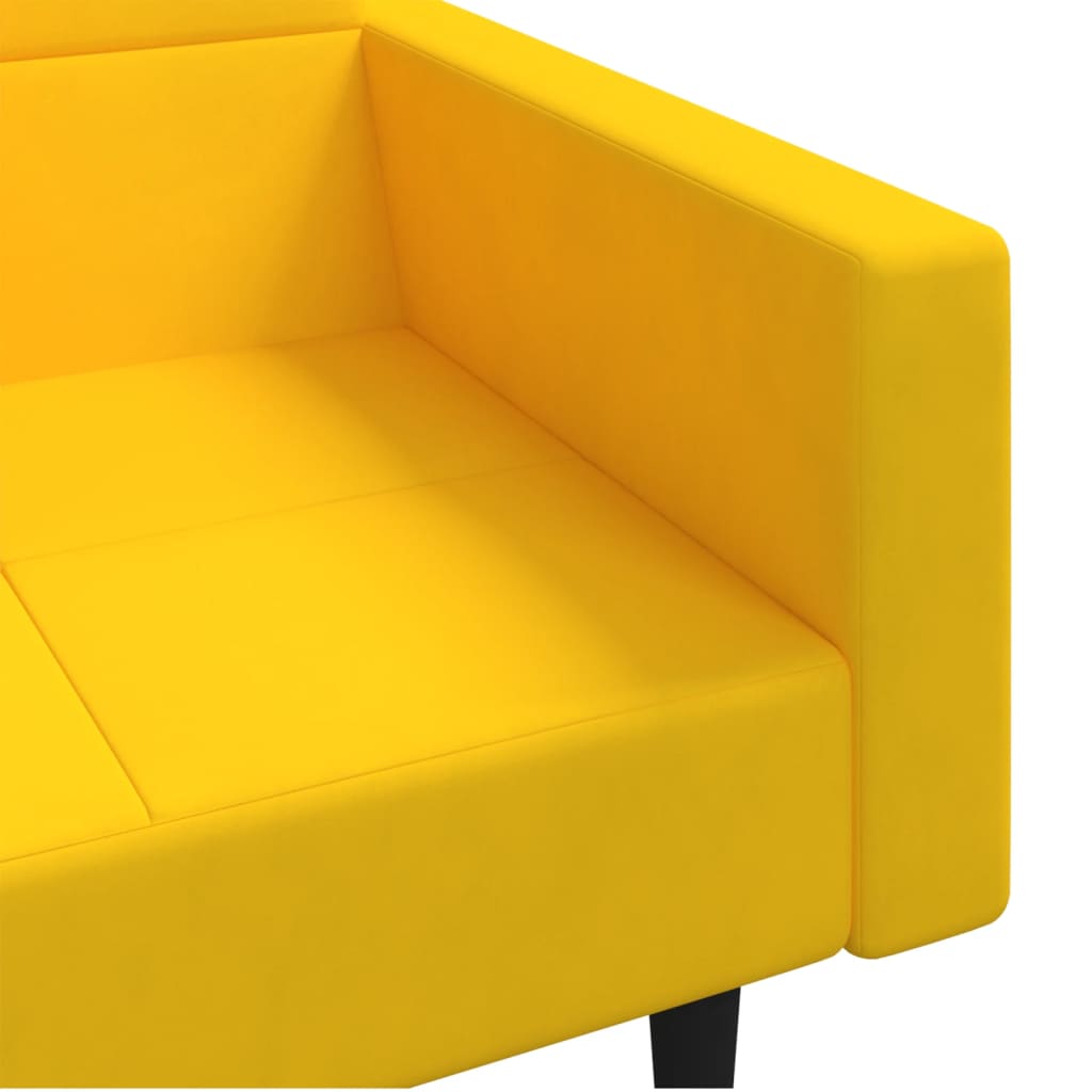 Sofá-cama 2 lugares com duas almofadas veludo amarelo