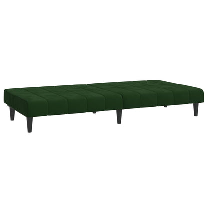 Sofá-cama de 2 lugares veludo verde-escuro