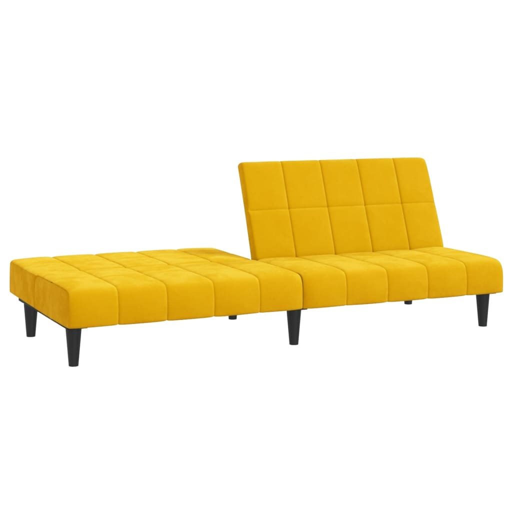 Sofá-cama de 2 lugares veludo amarelo