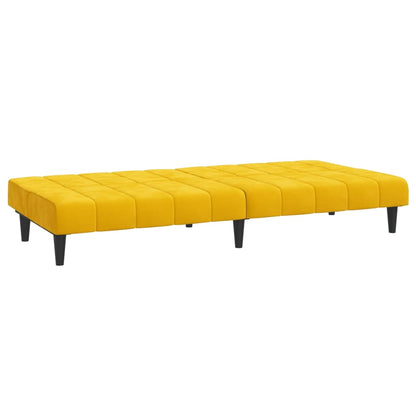 Sofá-cama de 2 lugares veludo amarelo