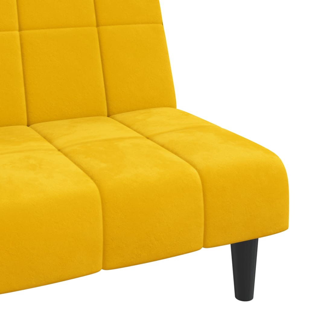 Sofá-cama de 2 lugares veludo amarelo