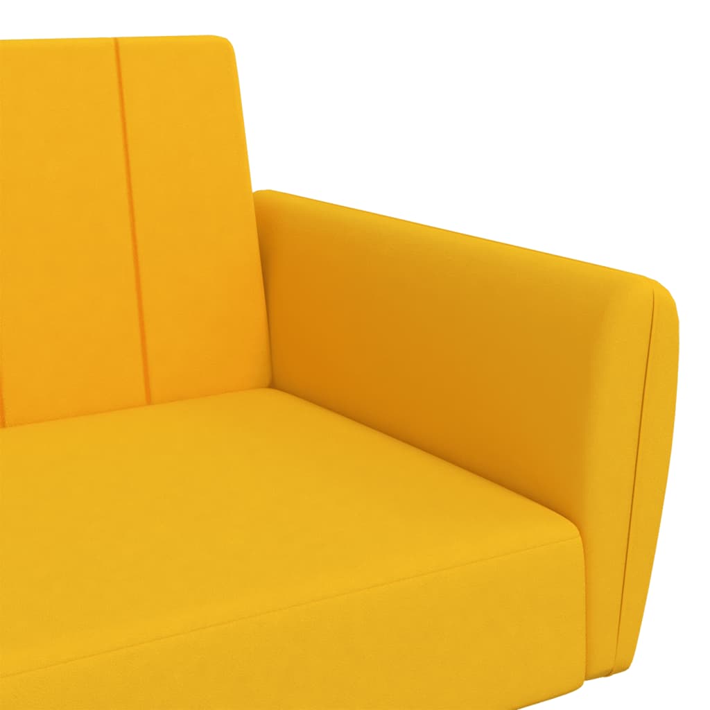 Sofá-cama de 2 lugares veludo amarelo