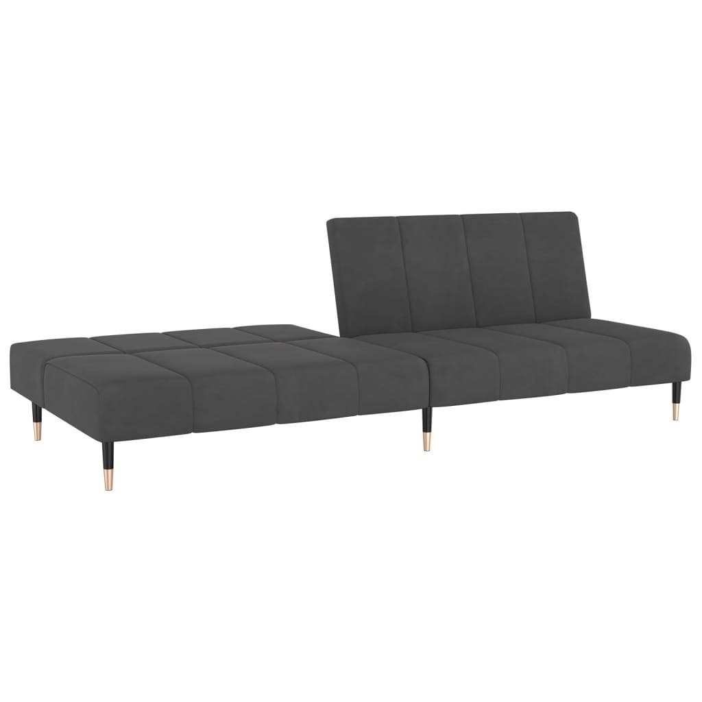 Sofá-cama de 2 lugares veludo cinzento-escuro