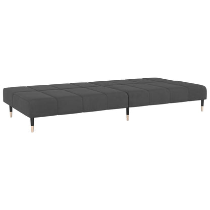 Sofá-cama de 2 lugares veludo cinzento-escuro