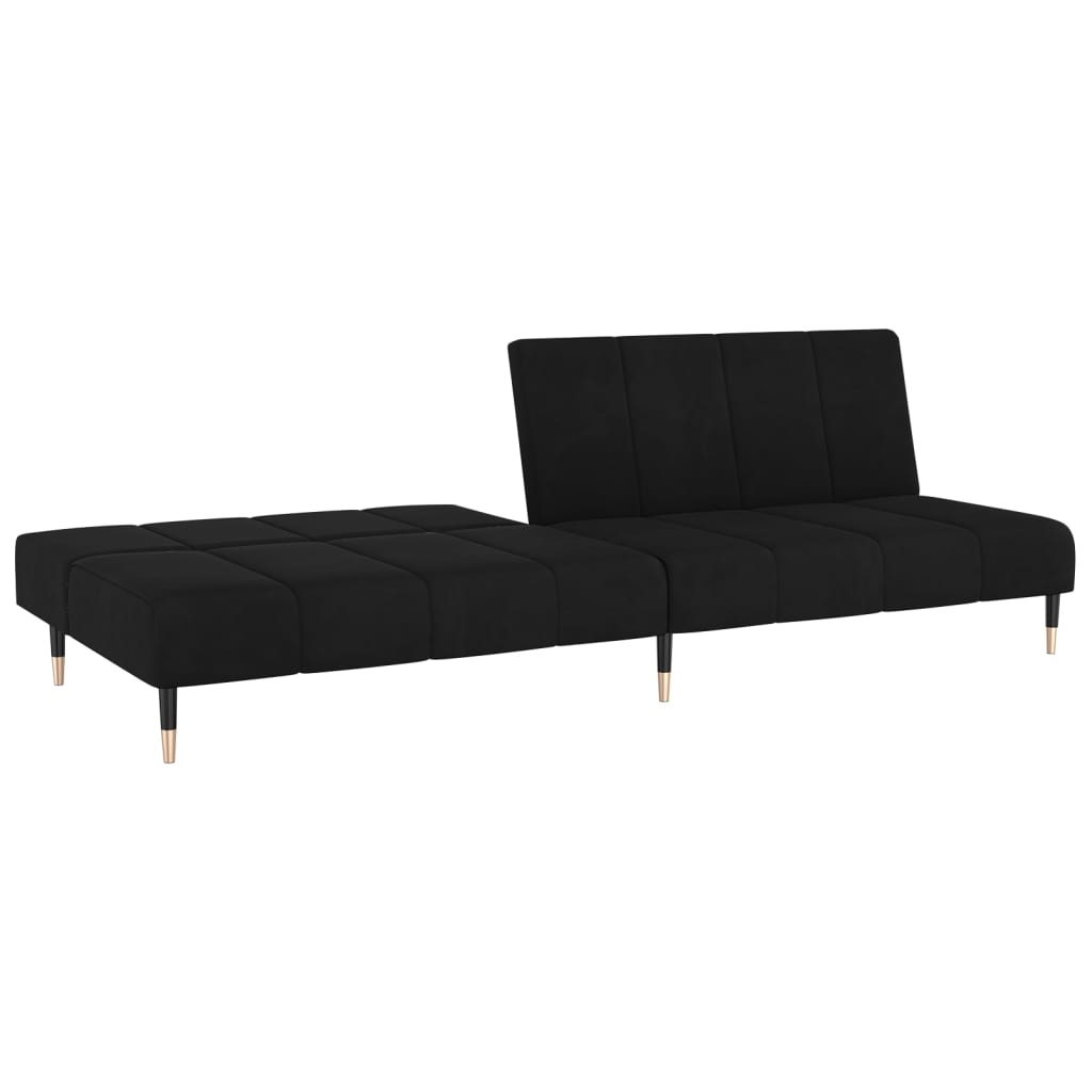 Sofá-cama de 2 lugares veludo preto