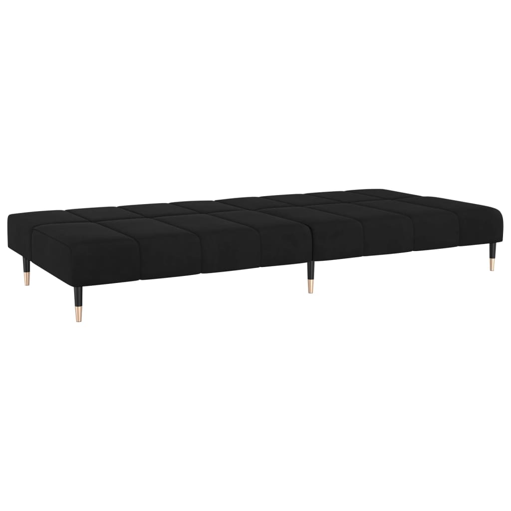 Sofá-cama de 2 lugares veludo preto