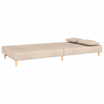 Sofá-cama 2 lugares com duas almofadas tecido cor creme