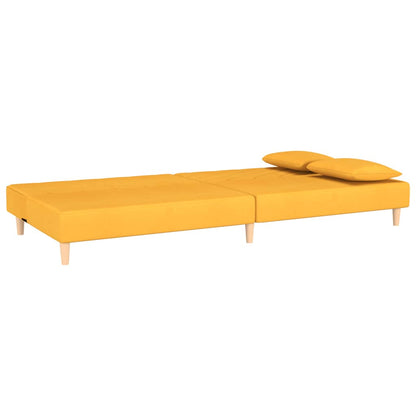 Sofá-cama 2 lugares com duas almofadas tecido amarelo