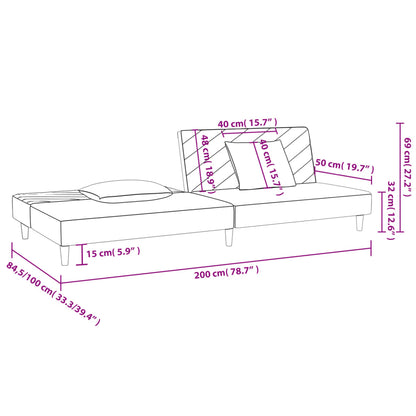 Sofá-cama 2 lugares com duas almofadas veludo cinzento-claro