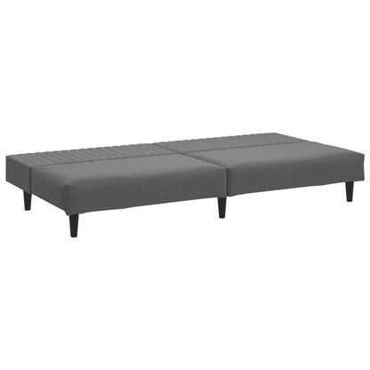 Sofá-cama de 2 lugares veludo cinzento-escuro