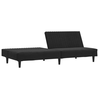 Sofá-cama de 2 lugares veludo preto