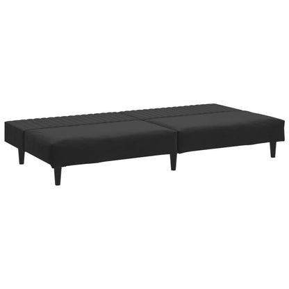 Sofá-cama de 2 lugares veludo preto