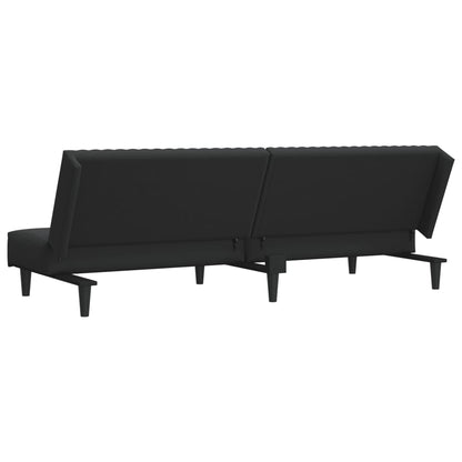 Sofá-cama de 2 lugares veludo preto