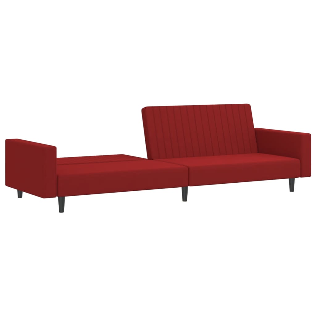 Sofá-cama de 2 lugares veludo vermelho tinto