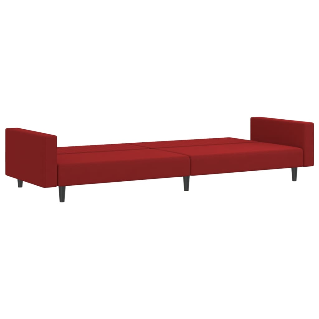 Sofá-cama de 2 lugares veludo vermelho tinto