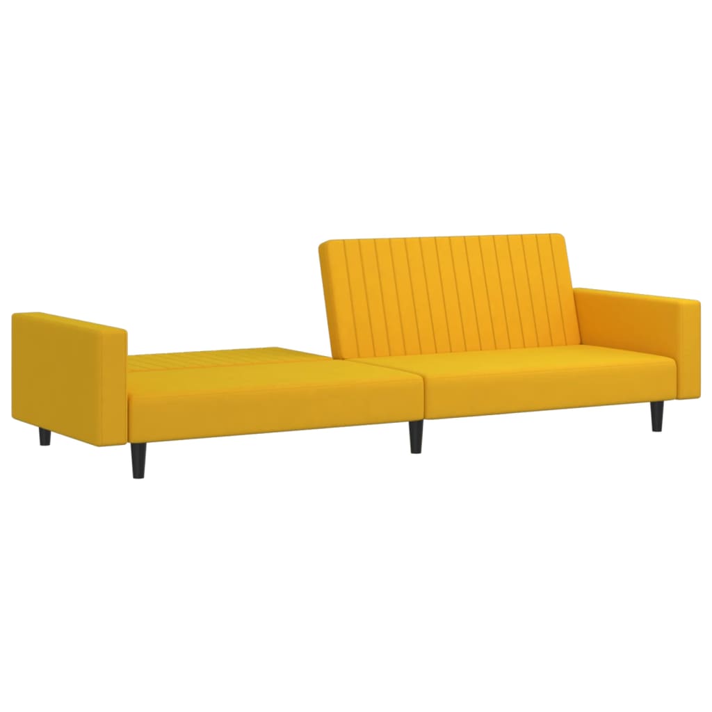 Sofá-cama de 2 lugares veludo amarelo