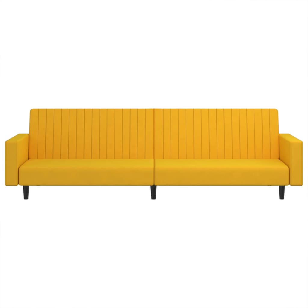 Sofá-cama de 2 lugares veludo amarelo