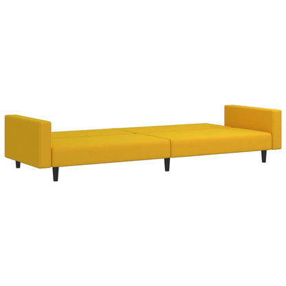 Sofá-cama de 2 lugares veludo amarelo