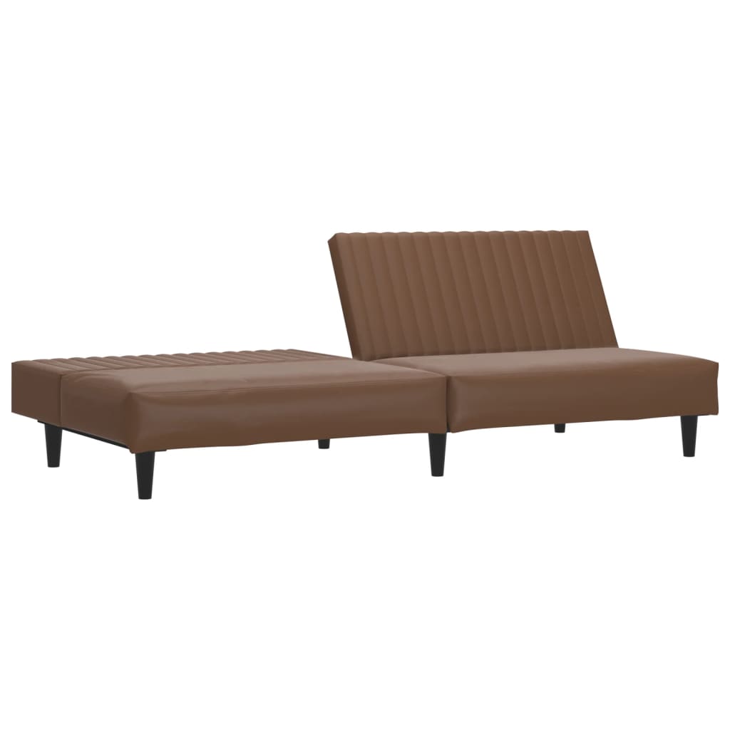 Sofá-cama de 2 lugares couro artificial castanho