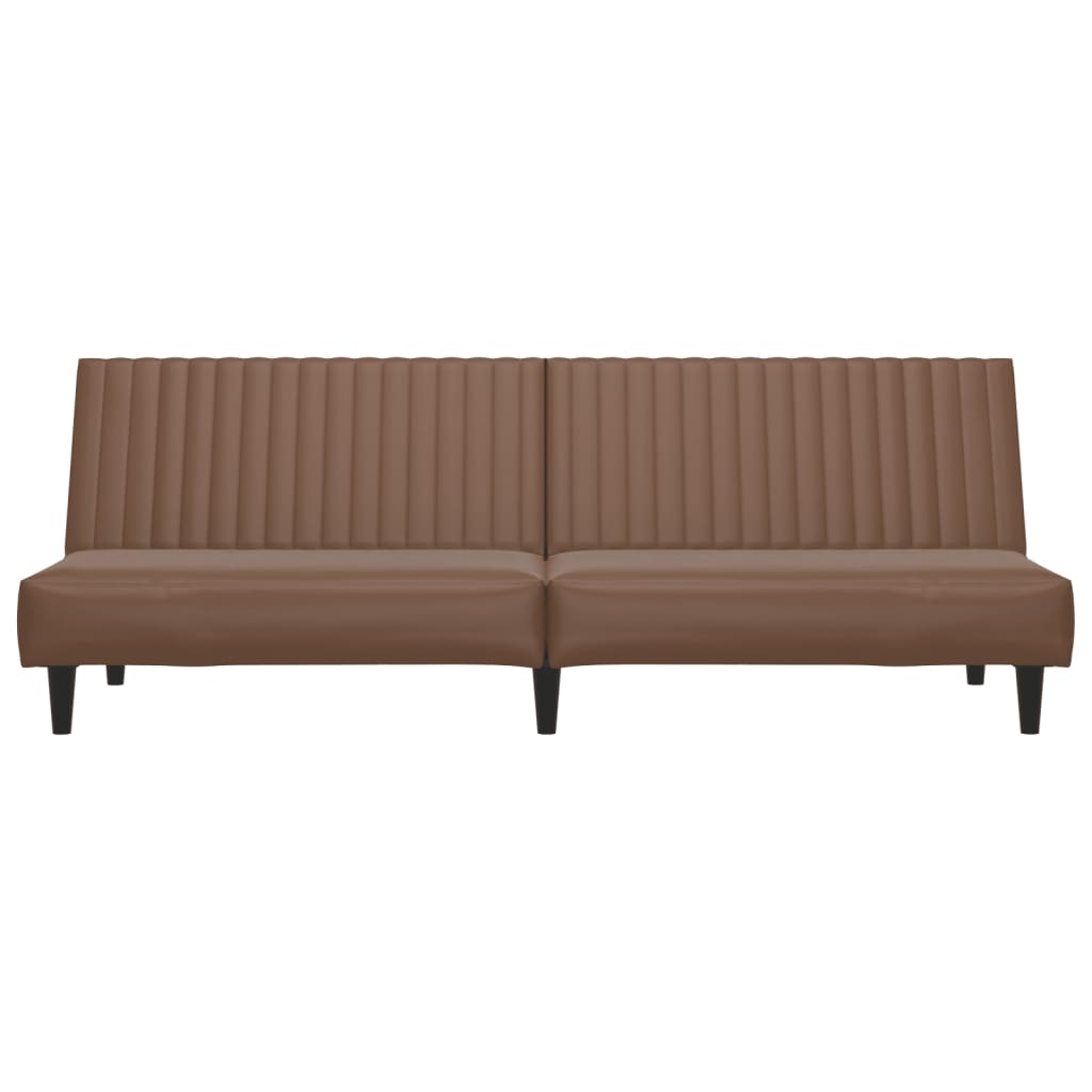 Sofá-cama de 2 lugares couro artificial castanho