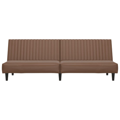 Sofá-cama de 2 lugares couro artificial castanho