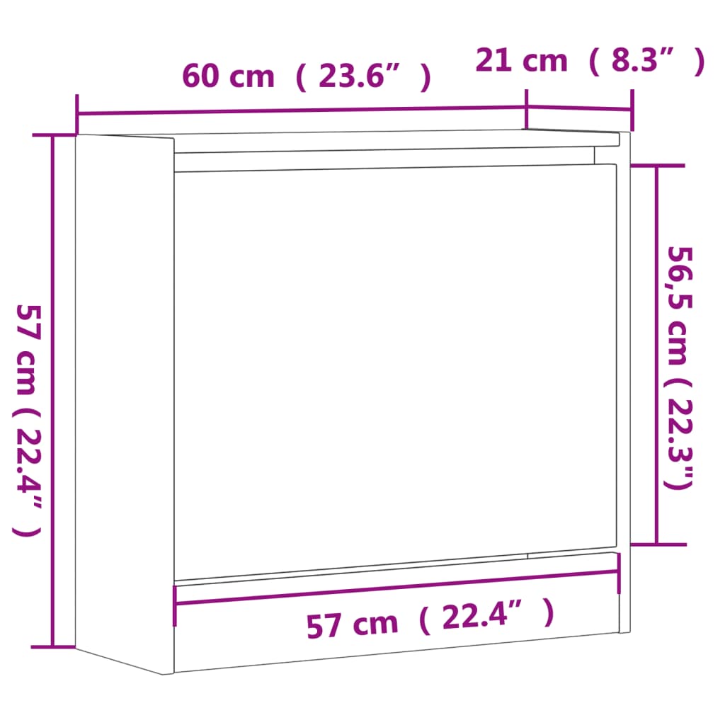 Sapateira 60x21x57 cm derivados de madeira branco