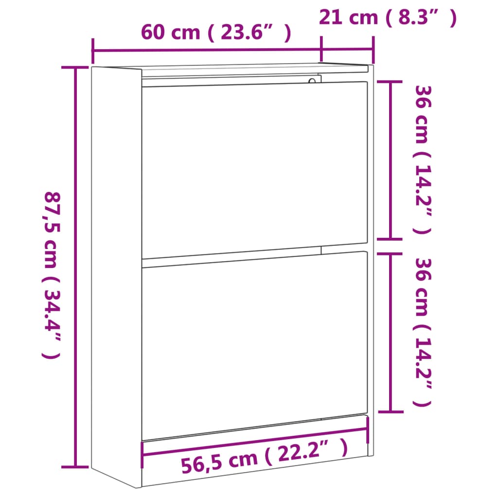 Sapateira 60x21x87,5 cm derivados de madeira branco