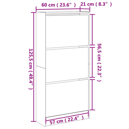 Sapateira 60x21x125,5 cm derivados de madeira cinzento cimento