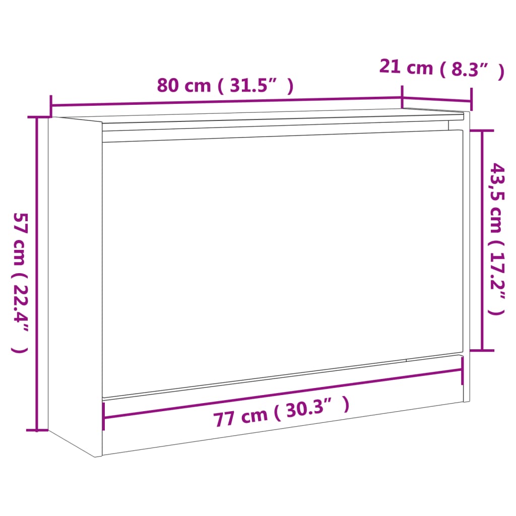 Sapateira 80x21x57 cm derivados de madeira branco