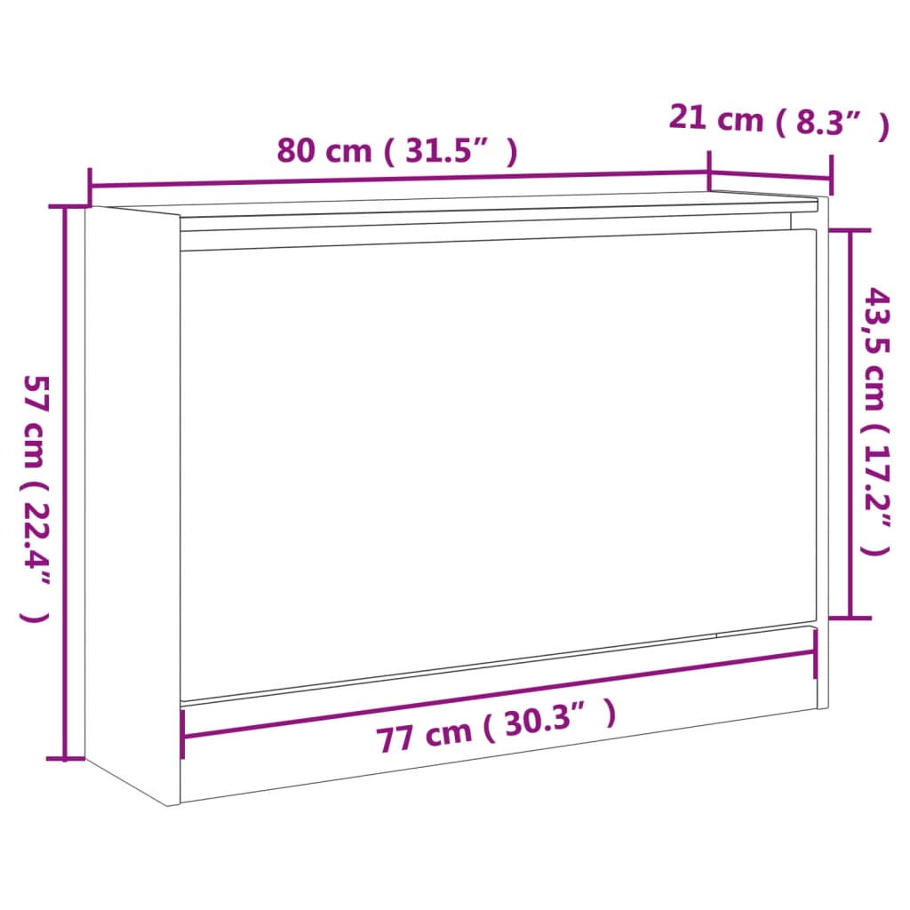 Sapateira 80x21x57 cm derivados de madeira sonoma cinza