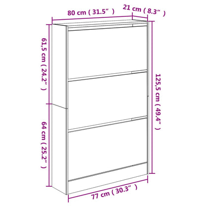 Sapateira 80x21x125,5 cm derivados de madeira branco