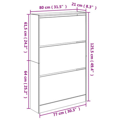 Sapateira 80x21x125,5 cm derivados de madeira cinzento sonoma