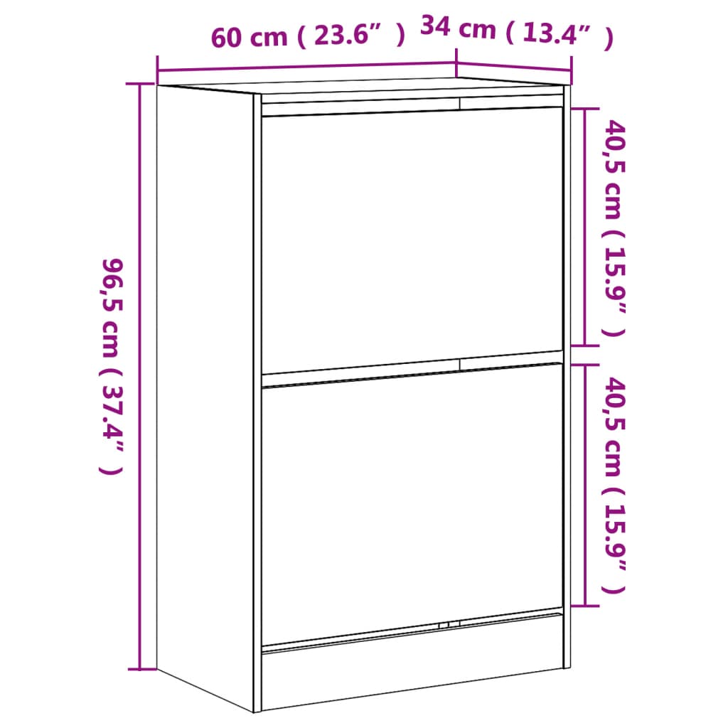 Sapateira 60x34x63,5 cm derivados de madeira branco